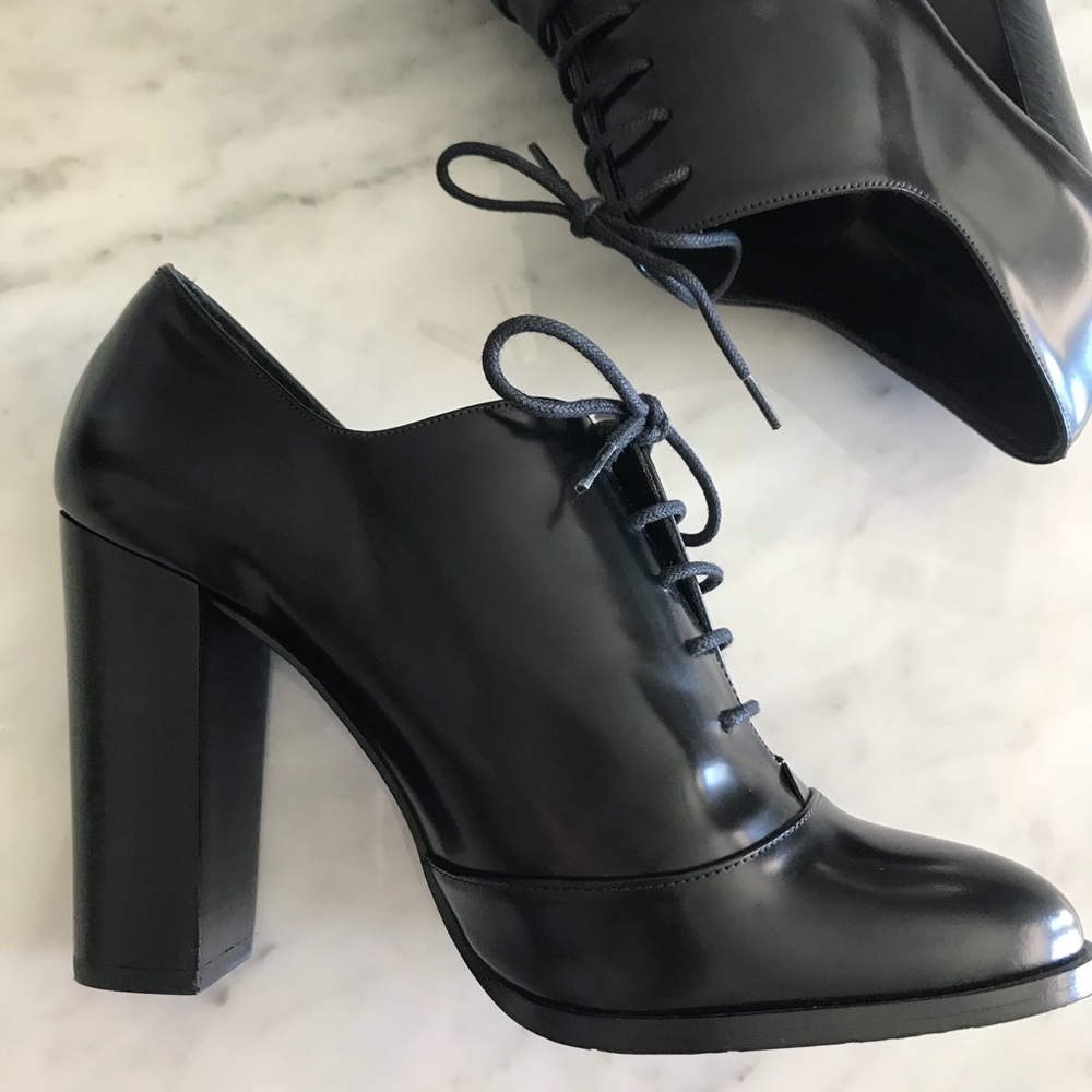 Polo Ralph Lauren black leather heel booties Sz 37